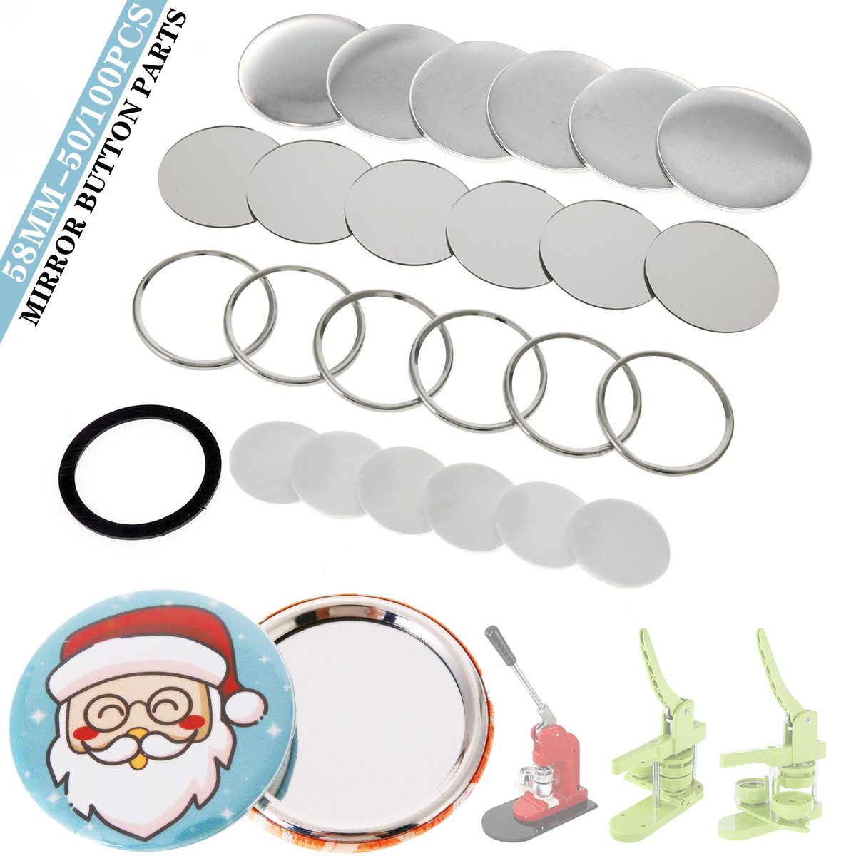 Button Badge Blank - Blank Mirror Badge Button Parts 58MM,Badges